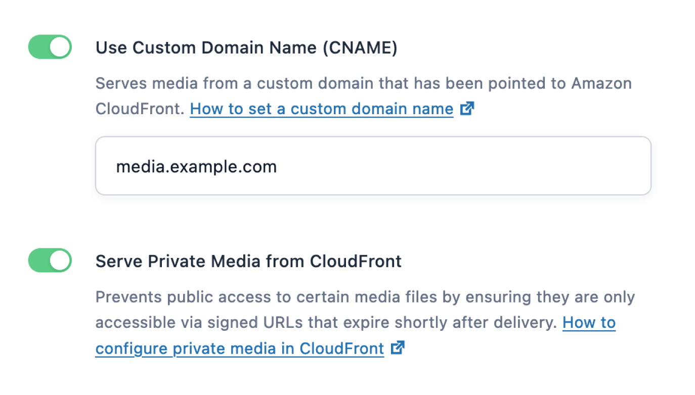 Private Media Settings